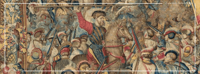 Marqués de Pescara. Detalle de los tapices de la batalla de Pavía (1528-1531). Museo Capodimonte de Nápoles.